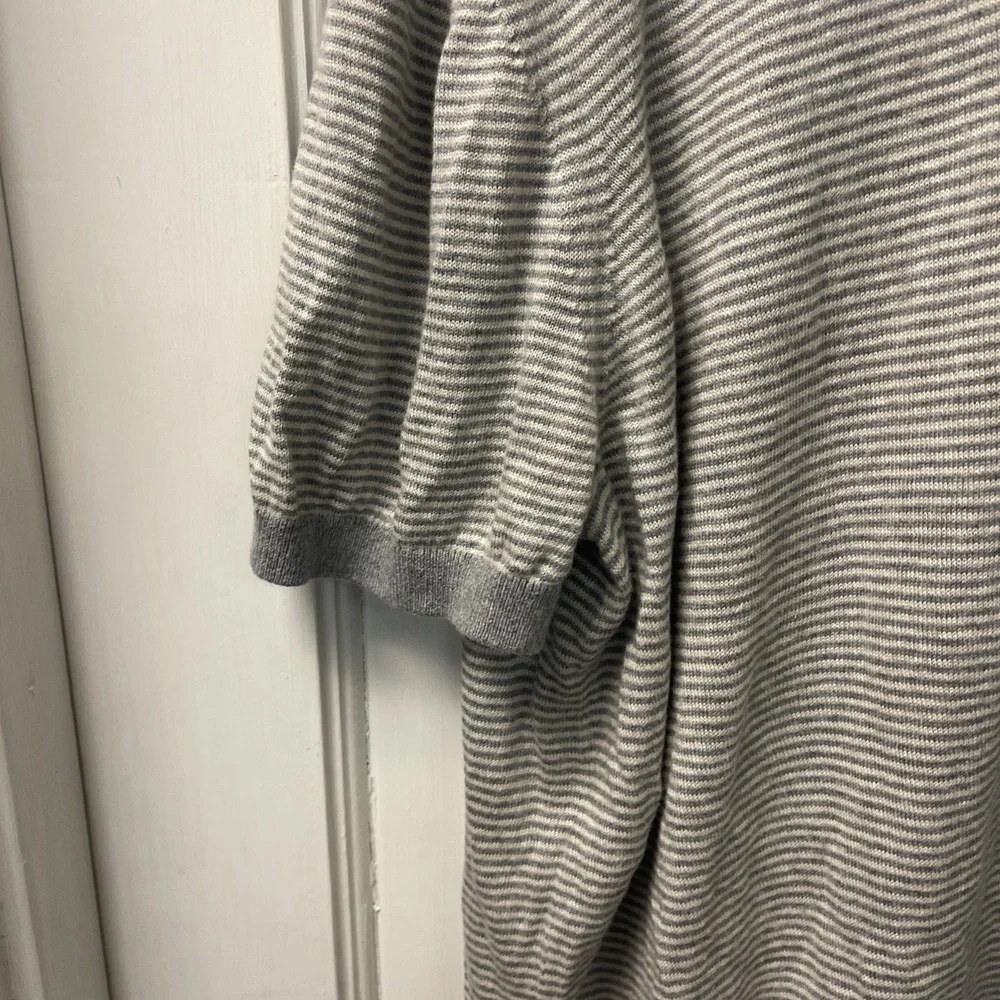Banana Republic Men's Grey Striped Short Sleeve Polo Shirt Size XL